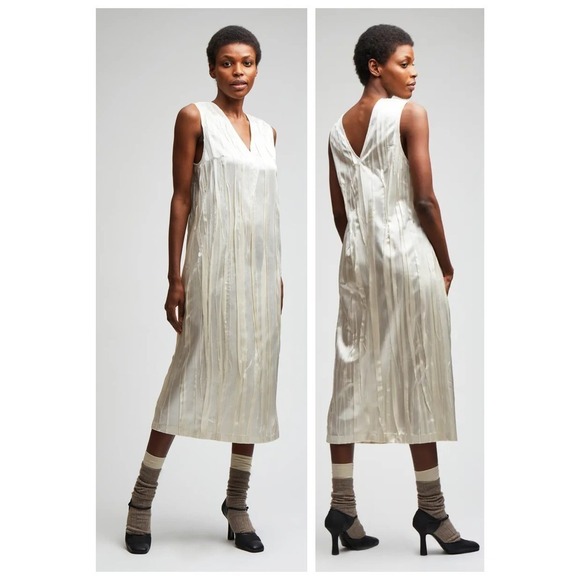 Rentrayage Gospel Brunch Pleated Silk Blend Shift Dress Size 10 - Picture 1 of 10